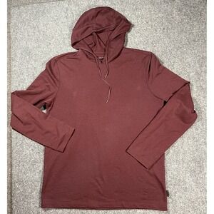 John Varvatos USA Hoodie Mens XL Maroon Long Sleeve Shirt Pullover Lightweight